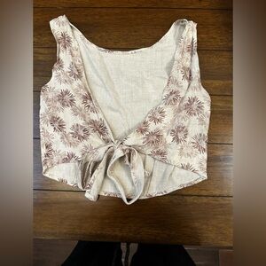 Floerns Women's Boho Sleeveless Backless Tie Back Allover Print Crop Tank Tops